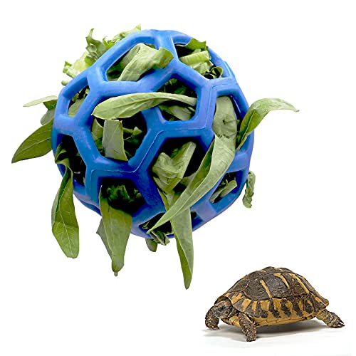 Tirifer Tortoise Feeder Ball, 5.5 inch, Encourages Foraging Behaviors, Keeps Pets Entertained - color: Blue