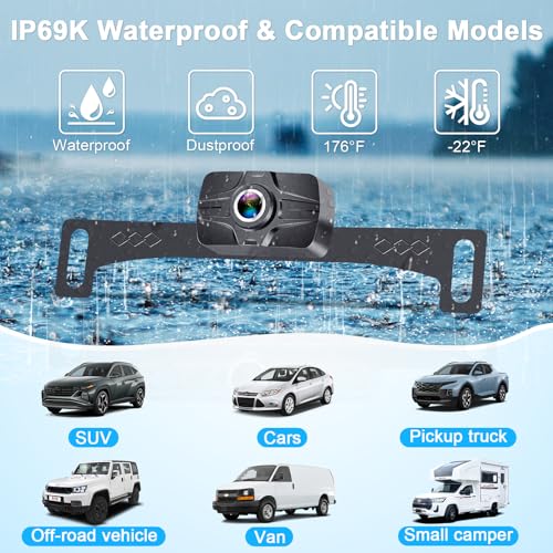 HD 1080P 7 Inch Wireless Backup Camera for Truck: 15-Min Easy to Install - size: 7'' + License Plate Camera