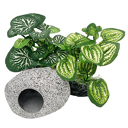 Aquarium Plants Betta Fish Tank Decorations 4inch/2pcs Soft Silk Artificial Plant Goldfish Waterscape Fish Hides Snake Tank/Reptiles Plants (B-3pcs Set)