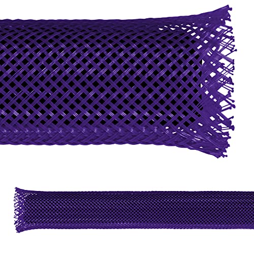 Electriduct 1/8" PET Expandable Braid Sleeving Flame Retardant Flexible Wire Mesh for Cord Management and Cable Protection - 25 Feet - Purple - color: Purple, size: 0.125 Inch - 25 Feet
