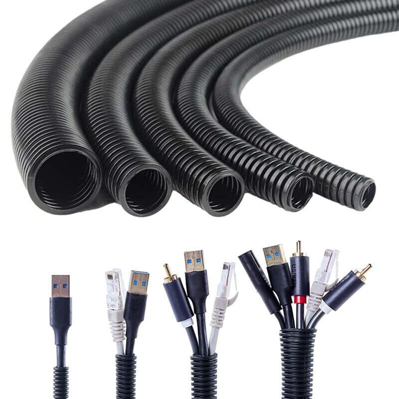 100 Feet 1/8" 3mm Split Wire Loom Conduit Polyethylene Tubing Black Color Sleeve Tube