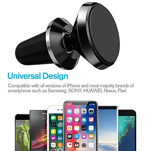 eTECH Magnetic Phone Car Mount Holder, Magnetic Mount Universal Air Vent (Rose Red) - color: Rose Gold