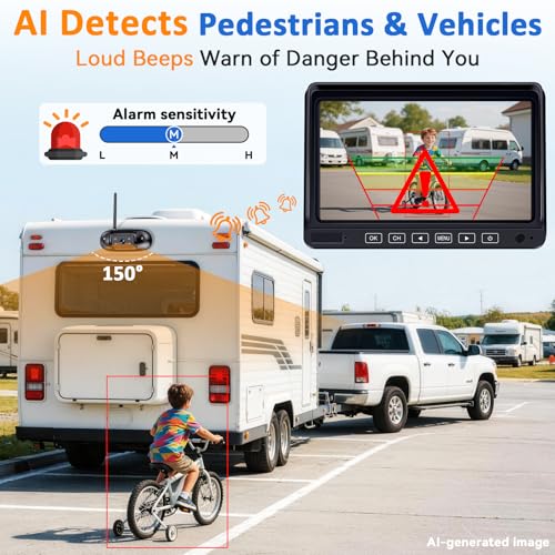 HD 1080P RV Backup Camera Wireless Easy Install: Plug-Play 7'' DVR Monitor - size: 7"+RV Camera for Furrion