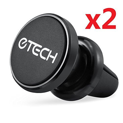 eTECH Magnetic Phone Car Mount Holder, Magnetic Mount Universal Air Vent for iPhone X / 8 Plus / 7 / 6S / 5S, Galaxy S5 / S6 / S7 / S8 / S9, Google Pixel, LG, & Other Smartphones (2Pack Black) - color: 2Pack Black