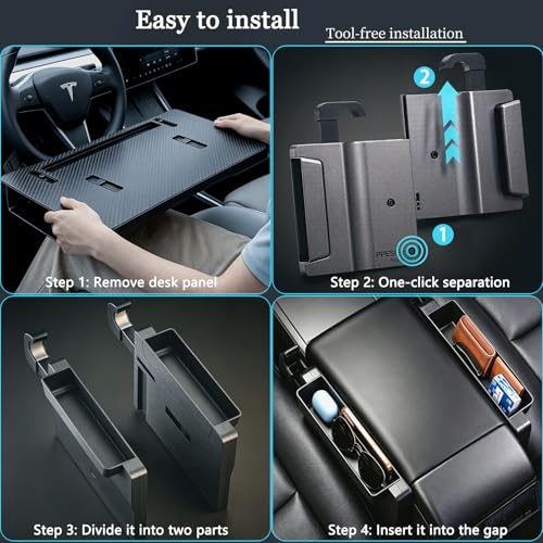 2-in-1 Car Steering Wheel Tray Desk & Car Seat Gap Filler Organizer, Upgraded Foldable Adjustable Car Table Compatible with Steering Wheel Cover| for Laptop, Eating Food, Writing (Portable)
