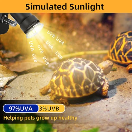 Reptile Heat Lamp with 360° Rotatable Clamp Basking Spot Lamp with 50W UVA UVB Heat Bulb Simulated Sunlight Heating Lamp with Timer&Dimmer for Turtles Lizards Snakes Amphibian Terrariums - size: Reptile Heat Lamp (Timer And Dimmer)
