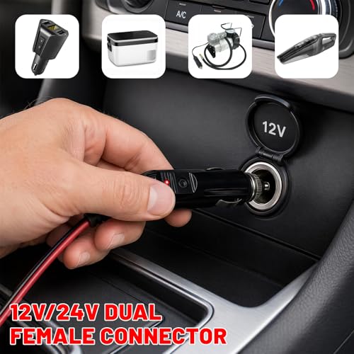 Car Cigarette Lighter Splitter, 12V 24V 1 to 3 Auto Power Charger Port with Indicator Light & 15A Fuse, 3-Socket Cigarette Lighter Adapter Extension Cable for Most Cars - color: 1 to 3