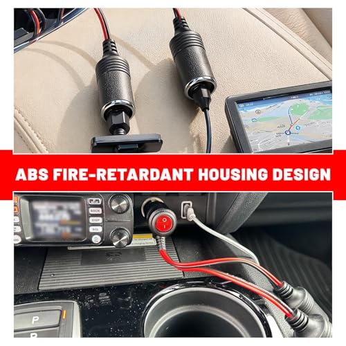 Car Cigarette Lighter Splitter, 12V 1 to 2 Auto Power Charger Port with On/Off Switch & 15A Fuse, 2-Socket Cigarette Lighter Adapter Extension Cable for Most Vehicles - color: 1 to 2