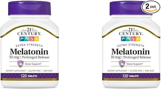 21st Century Melatonin 10 Mg Prolonged Release, 120 Count (Pack of 2)