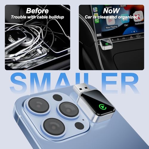 Wireless CarPlay Adapter for iPhone [2025 Upgraded], Plug & Play, Mini Size, Converts Wired to Wireless Apple CarPlay,No Delay Carplay Dongle for Apple iOS 10+/Android 11+ and Above