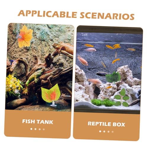 BESPORTBLE 10pcs Reptile Tank Plants with Suction Cups, Lifelike Artificial Terrarium Plant Ornaments for Lizard, Chameleon, Snake Habitat Decoration, Aquarium Landscaping Accessories