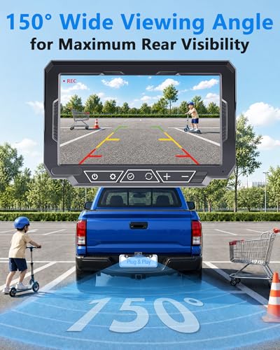 1080P HD 7-Inch Wireless Backup Camera: 15-Min Easy Install Plug & Play - size: 7'' + License Plate Camera for Car