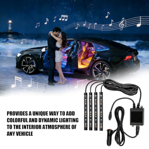 Car LED Strip Lights, Car Interior Lights, Footwell Lighting for Car with App and Wireless Remote Control, Ambient Lighting Car with Charger Music Sync, Universal for Cars Trucks SUVs