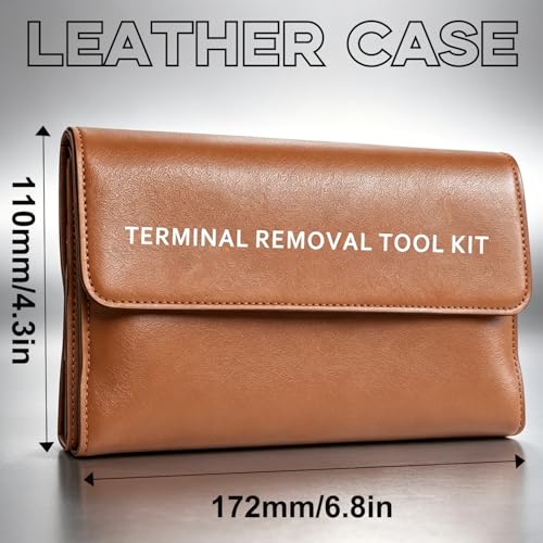 48 Pcs Terminal Removal Tools with Leather Case, Depinning Tool Kit - color: Black