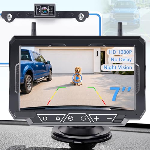 1080P HD 7-Inch Wireless Backup Camera: 15-Min Easy Install Plug & Play - size: 7'' + License Plate Camera for Car