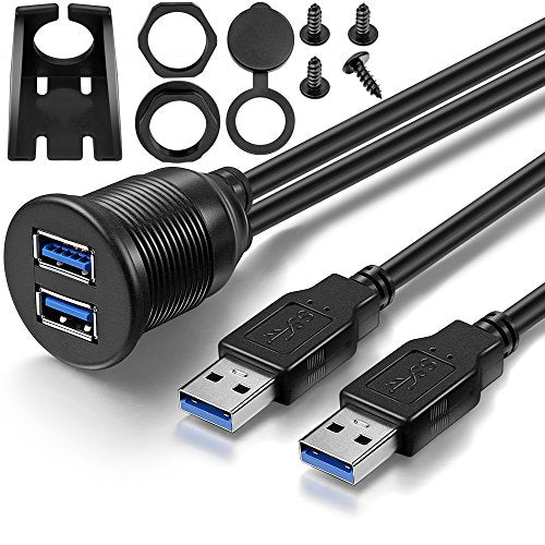 OBVIS 2 Ports Dual USB 3.0 AUX Flush Mount Cable -(6 Feet)