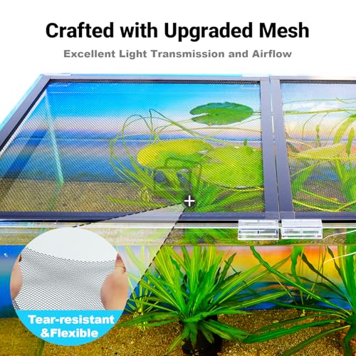 Easy Install DIY Fish Tank Lid, Adjustable Mesh Aquarium Lid, Anti-Jump Hood Cover for 2/5/10/20 Gallon Tanks, Washable & Custom Fit Top Up to 36"x18"