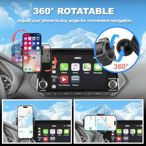 Car Phone Holder Fit for 2021-2025 Nissan Rogue / 2019-2025 Altima / 2020-2025 Sentra Accessories Phone Mount 8-inch Screen Fixed Clip, Cell Phone Automobile Cradles Hands-Free 360 Degree Rotation - size: 21-25 Rogue/19-25 Altima/20-25 Sentra