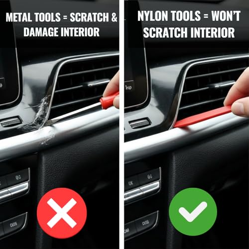 Auto Trim Removal Tool Set (No Scratch Plastic Pry Tool Kit) - Auto Trim Tool Kit Car Tools, Easy Door Panel Removal Tool, Fastener Removal, Clip, Molding, Dashboards, Interior Trim Tools