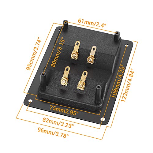 Facmogu 2PCS Rectangle 4-Way Speaker Terminal Box, Gold-Plated Terminal Cup - color: 4-way Rectangle