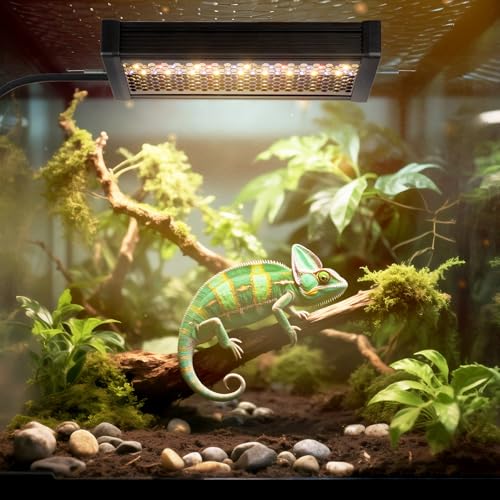 HNRLOY Reptile UVB LED Light Full Spectrum,10Inch UVA/UVB LED Reptile Light for Bearded Dragons,Chameleons,Turtles,Lizards,Geckos,Snakes, Adjustable Timer, Dimmable Reptile Lamp with 3 Lighting Modes - size: 10Inch