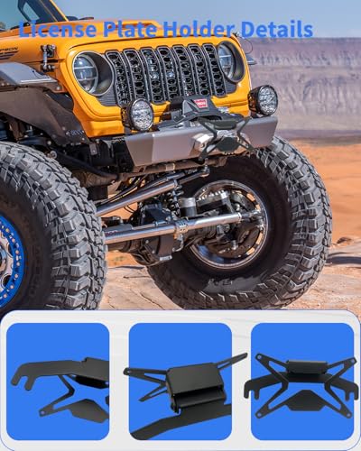 Universal Flip Up Front License Plate Holder, Quick-Flip Heavy Duty Steel License Plate Bracket for 10" Hawse Fairlead Compatible with Jeep Wrangler, Pickup Trucks, SUVs RVs & Off-Road Vehicles - size: License Plate Mount for 10" Hawse Fairlead