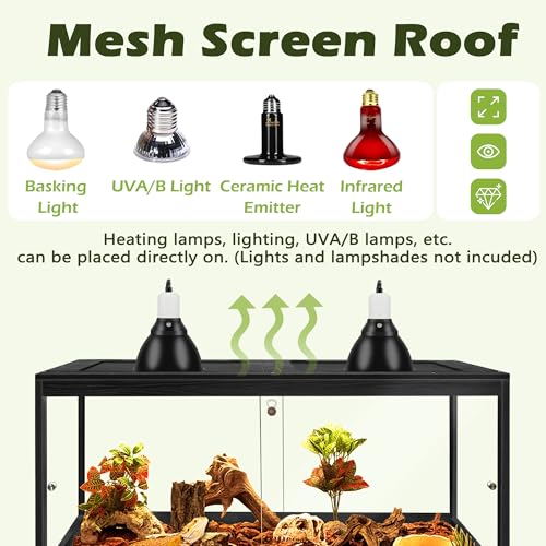 PROLEE Reptile Tank, 82 Gallon Beard Dragon Tank, Tempered Glass Reptile Encloure and Snake Tank with Locking Design for Lizard,Gecko,Chameleon (48"X19.5"X19.5",Black) - color: Black, size: 82 Gallon (48x19.5x19.5 Inch)