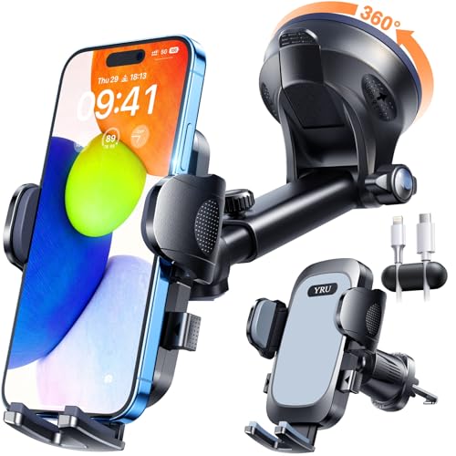 YRU True Military-Grade 360°Rotation Suction 2026 Ultimate Car Phone Holder - color: Light Grey
