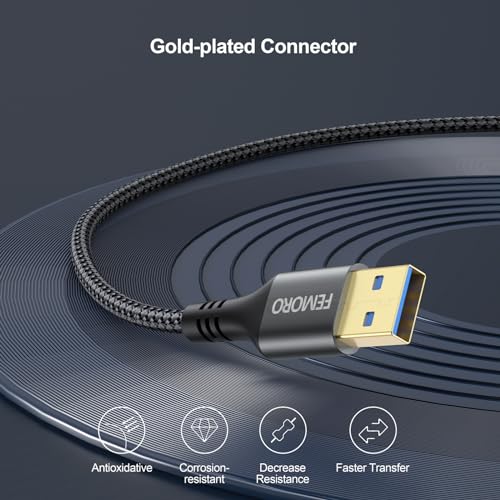 USB Extension Cable 3ft Pack of 2, USB-A 3.0 5Gbps Data Transfer 15W Charge