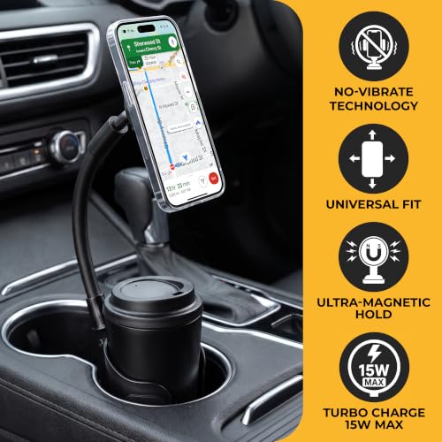Car Mount Wireless Charger 15W - Magnetic Phone Holder - Zero Space & Secure - Auto Accessories Charger - Compatible with iPhone 17 Pro Max to 12 - Compatible with Android Devices