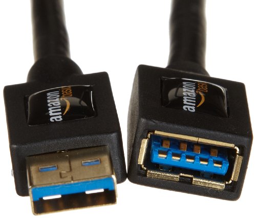 Amazon Basics USB 3.0 Extension Cable, A-Male to A-Female, 4.8Gbps High-Speed, Gold-Plated Connectors, 6.5 Foot, Black - size: 6.5 Feet