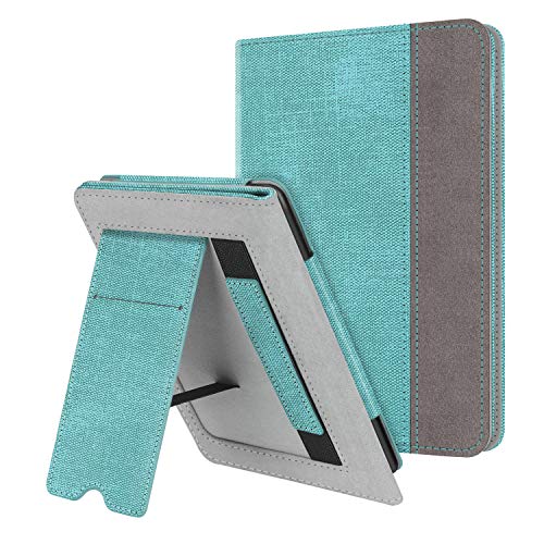 Fintie Stand Case for 6" Kindle Paperwhite 10th Gen 2018, Turquoise/Brown - color: turquoise/brown