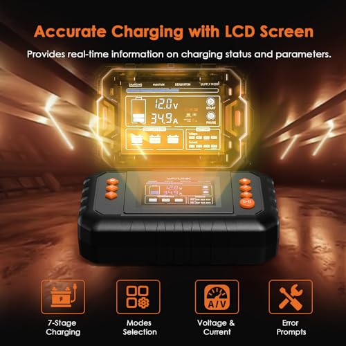 WAVLINK 35-Amp Smart Battery Charger, 6V/12V/24V Car Battery Charger - color: 35-AMP
