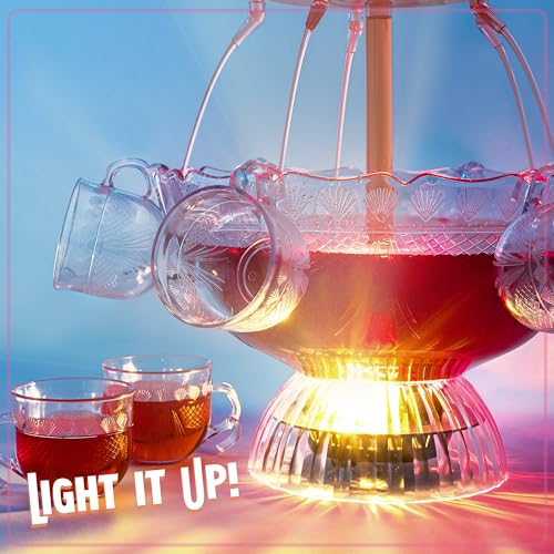 Nostalgia 3-Tier Party Fountain, Holds 1.5 Gallons, LED Lighted Base, Includes 8 Reusable Cups, 1.5 Gallon, Clear - style: Deluxe Party Fountain
