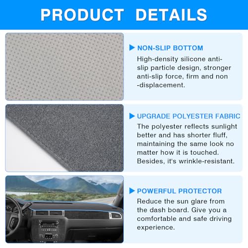 Autorder Gray Dashboard Cover Mat for 2007-2013 Chevy Chevrolet Silverado Sierra, 2007-2014 Chevy Tahoe Suburban Denali Avalanche & GMC Yukon/XL & Only One Glove Box Accessories Polyester Dash Cover - size: Gray 07-13 Silverado 1 Glove Box
