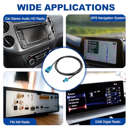 uxcell 2Pcs Antenna Extension Cable, 3.3ft/1m Fakra-Z Male to Fakra-Z Female RF Coax Cable for Car Stereo Head Unit GPS Navigation FM AM Radio RG174 - size: 3.3ft/1m