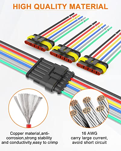 NAOEVO 6 Pin Connector Waterproof, 16 AWG 6 Wire Connectors, 6 Kits - size: 6 Pin