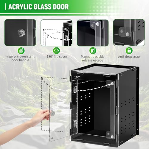 REPTVIVA5.5"x5.5"x7.9" Reptile Tank/Insect Habitat - 5-Sided Blackout Terrarium for Stress Reduction, Ideal for Jumping Spiders, Tarantulas, Snails, Geckos, Mantis, Small Reptiles & Nocturnal Pets - size: 5.5"x5.5"x7.9"