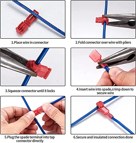 120 Pcs T-Tap Wire Connectors, Quick Splice Electrical Wire Terminals Connectors, T Taps Self-Stripping Insulated Male Quick Disconnects Spade Terminals Kit for Wiring Automotive