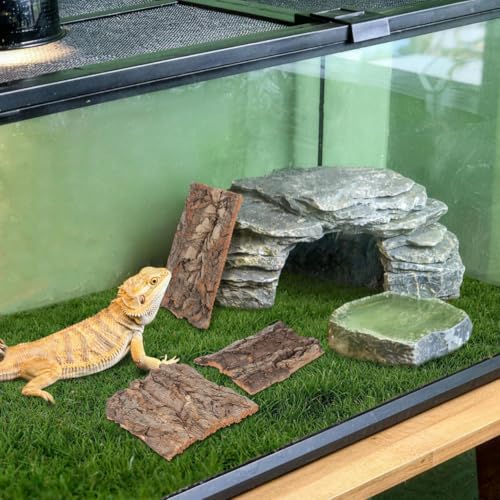 4Pcs Reptile Bark Climbing Platforms Natural Cork Wood Terrarium Decor Reptile Hideouts Tank Accessories for Snakes Lizards Small Pets