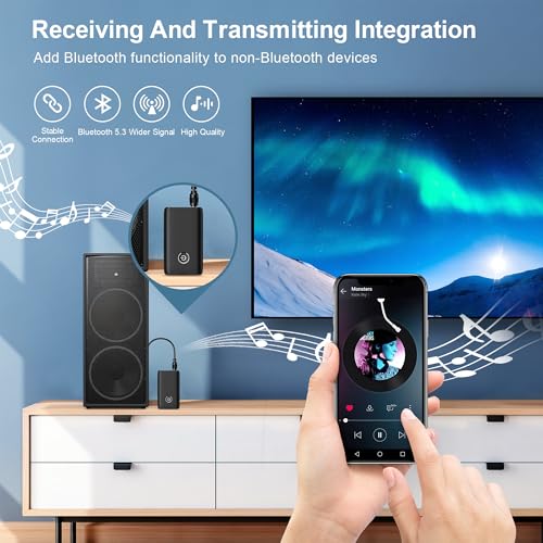 Bluetooth 5.3 Aux Adapter for Car, Bluetooth Transmitter for TV - color: Black