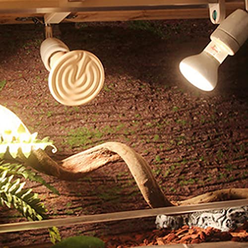 Ejoyous Reptile Light Fixture, E27 Rotatable Reptile Pet Clip Heat Lamp, Reptile Ceramic Heat Lamp Holder, Adjustable Reptile Bulb Base Socket Holder 300W (US Plug)