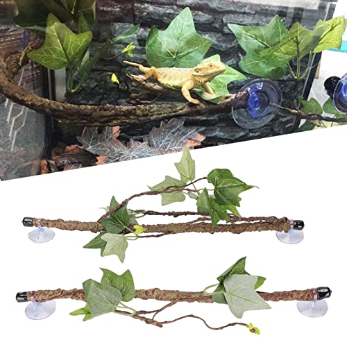 Reptile Corner Branch,Climbing Terrarium Plant Decoration Terrarium Plant Ornament with Suction Cup for Snake Lizard Bearded Dragons Gecko Climbing