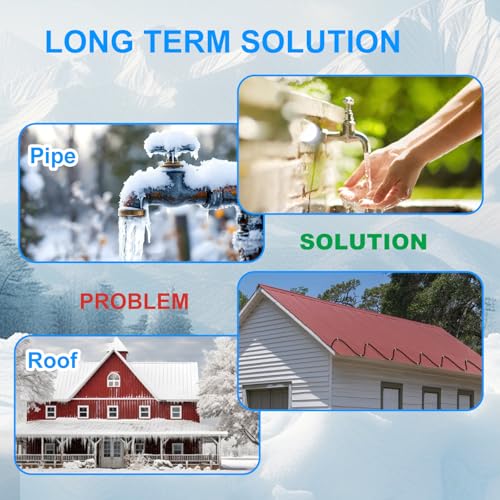 Sewage Pipe Heating Cable 50 FT 120V Self-Regulating for Freeze Protection in Wastewater Systems, Sump Pumps and Roof De-Icing with Fluoropolymer Corrosion-Proof Technology - style: 50FT