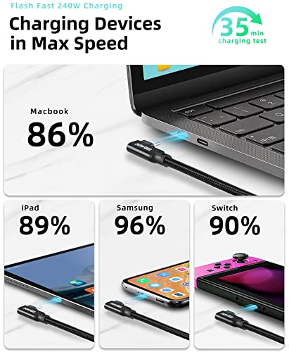 240W USB C to USB C Cable 4.9FT,PD 3.1 Type C to C 5A Fast Charging Cable Right Angle for MacBook Pro/Air,iPad Pro/Air/Mini,iPhone15/15Pro/15Plus/15ProMax,Samsung S24/S23/S22,Surface Book2,Pixel