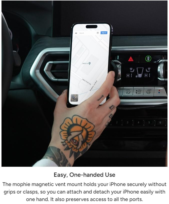 mophie Magnetic Vent Mount for Apple iPhone 17/16/15/14/13/12 Series