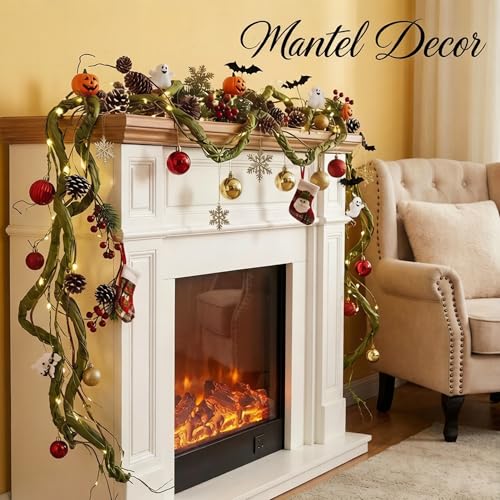 118in Bendable Greenery Garland Halloween Vine for Hanging Decor | Large Tree Branches Artificial Wall Grapevines Craft Plants Tree Trunk Creepy Jungle Twigs Reptile Climbing Mantel Decoration
