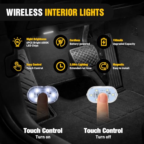 Nilight 2 PCS White Color Wireless Magnetic LED Interior Lights - color: White wireless-2 PCS