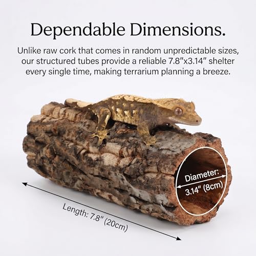 Tree Trunk Reptile Hide Cave, Reptile & Hibian Wood Habitat Hideouts Artificial Cork Bark Tube Small Log Climbing Hidedecorative Terrarium Accessories for Gecko Hermit Crabs Frog Snake, 7. 8"