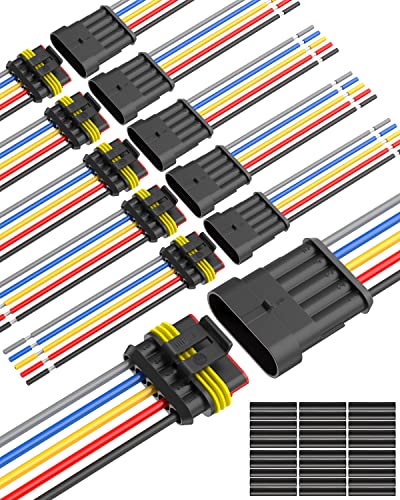 NAOEVO 5 Pin Connector Waterproof, 16 AWG 5 Wire Connectors, 6 Kits - size: 5 Pin